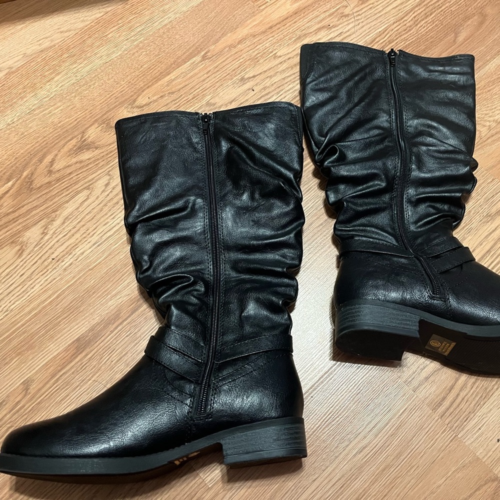 WIDE CALF Black Rider Boots!! - Picture 2 of 7